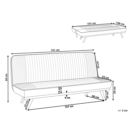 Canapea extensibilă cu 2 locuri KALFAFEL  Albastru [2]