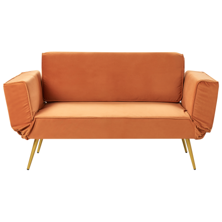 Canapea extensibilă cu 2 locuri SAARELA Catifea Portocaliu [1]