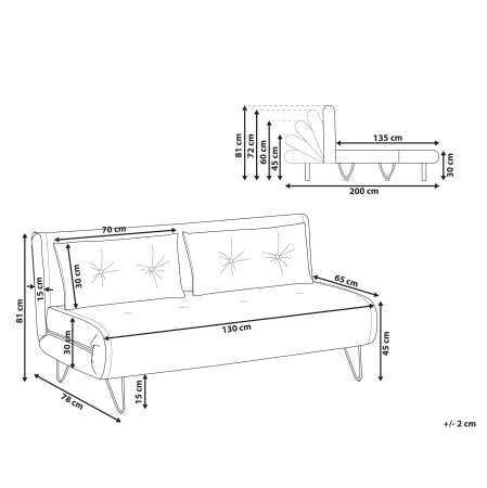 2-seater sofa bed VESTFOLD Black velvet [2]