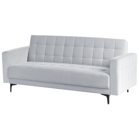 3-seater sofa bed ABERDEEN Velvet Light Grey [3]