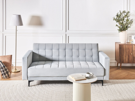 Canapea extensibilă - Canapea extensibilă cu 3 locuri ABERDEEN Catifea Gri deschis