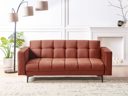 Canapele - Canapea extensibilă cu 3 locuri ALNES Catifea Roșu deschis