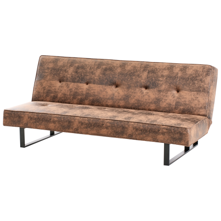 Canapea extensibilă cu 3 locuri DERBY Piele ecologică Maro auriu [3]