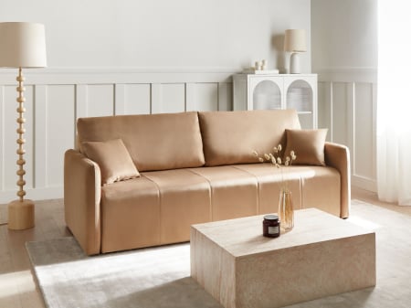 Canapea extensibilă - Canapea extensibilă cu 3 locuri EGGE Catifea Maro deschis