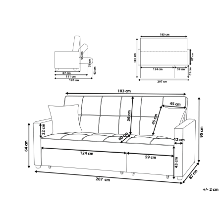 3-Seater Sofa Bed GLOMMA Black [2]