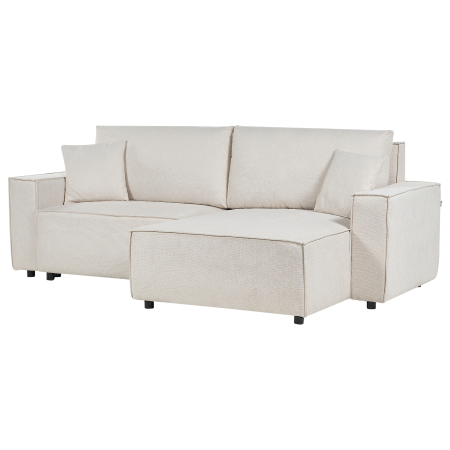 Canapea extensibilă cu 3 locuri KARILA  Bej deschis cu depozitare Stânga [3]