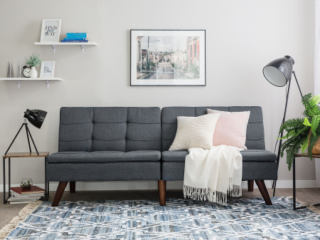 Canapele - Canapea extensibilă cu 3 locuri RONNE  Gri închis