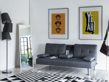 Canapele - Canapea extensibilă cu 3 locuri ROXEN  Gri închis