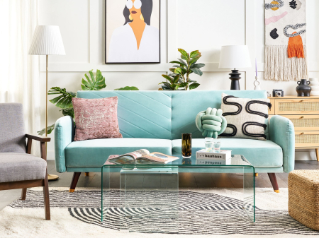 Canapele - Canapea extensibilă cu 3 locuri SENJA Catifea Albastru deschis