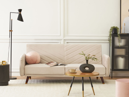 Canapele - Canapea extensibilă cu 3 locuri SENJA Catifea Bej