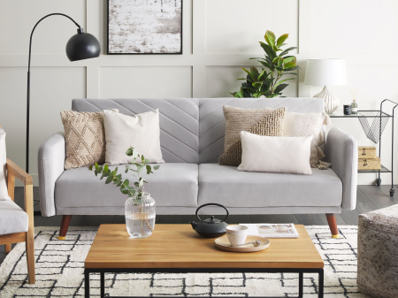 Canapea cu 3 locuri - 3-seater sofa SENJA Velvet Light Grey