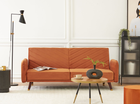 Sofas - 3-seater sofa bed SENJA Orange velvet
