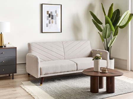 Canapea cu 3 locuri - SENJA 3-Seater Sofa Bed Synthetic Linen Light Beige