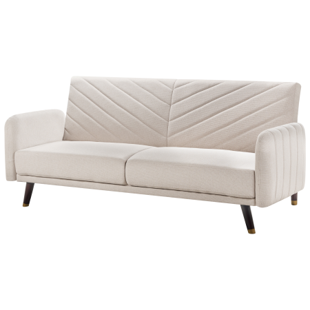 SENJA 3-Seater Sofa Bed Synthetic Linen Light Beige [3]