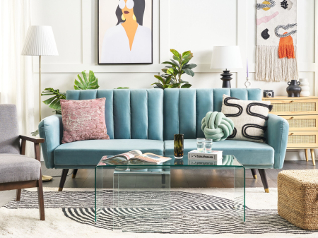 Canapea extensibilă - Canapea extensibilă cu 3 locuri VIMMERBY Catifea Albastru deschis