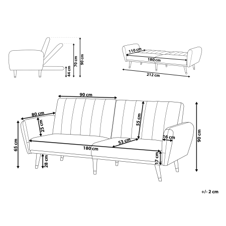 Canapea extensibilă cu 3 locuri VIMMERBY  Negru [2]