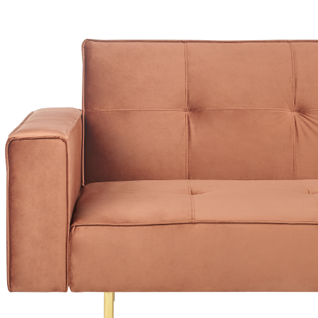 Canapea extensibilă cu 3 locuri VISNES Catifea Maro auriu [6]