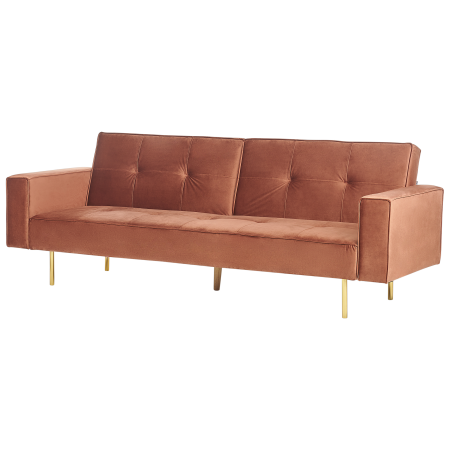 Canapea extensibilă cu 3 locuri VISNES Catifea Maro auriu [3]