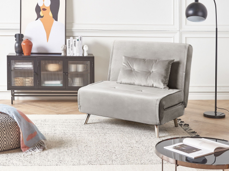 Canapea extensibilă - Canapea extensibilă single FARRIS Catifea Gri deschis