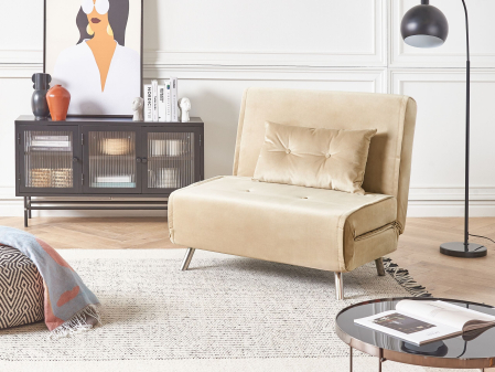 Canapea extensibilă - Canapea extensibilă single FARRIS Catifea Nisipiu