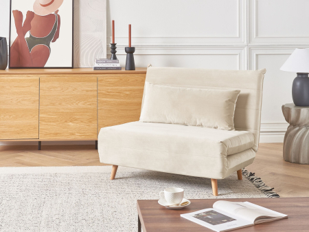 Canapea extensibilă - Canapea extensibilă single SETTEN Catifea Bej deschis
