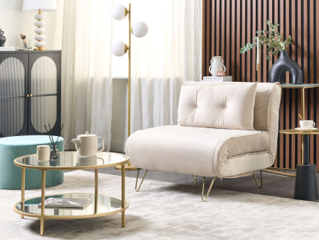 Canapea de o persoană - Canapea extensibilă single VESTFOLD Catifea Bej