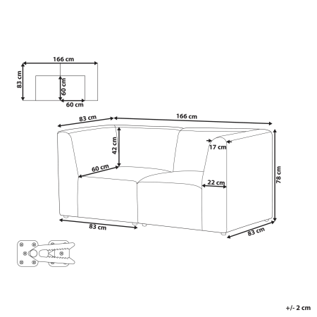 LEMVIG 2-seater modular sofa Off-white velour [2]