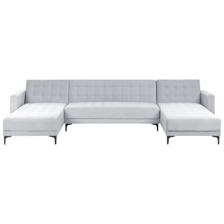 5-seater modular U-shaped sofa ABERDEEN Velvet Light grey [1]