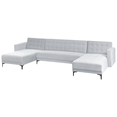 5-seater modular U-shaped sofa ABERDEEN Velvet Light grey [3]