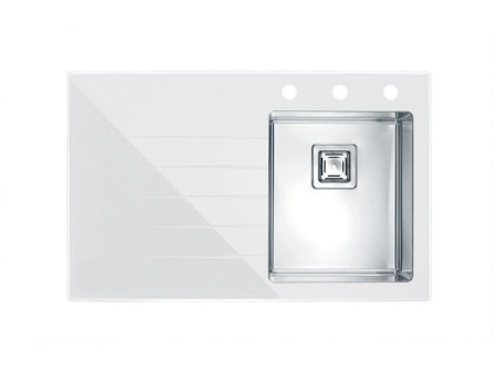 CHIUVETE STICLA - Crystalix glass sink 10 white left