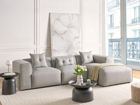 Canapele - Colțar cu 3 locuri DOLVA  Gri deschis Stânga