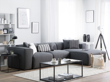 Canapea de colț - 3-seater corner sofa DOLVA Dark grey Left