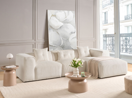 Canapea de colț - 3-seater corner sofa DOLVA Off-white velvet Left