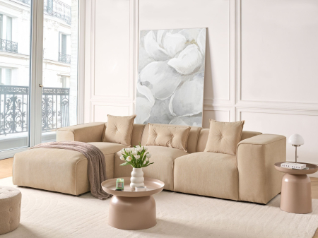 Canapea cu 3 locuri - DOLVA 3-seater corner sofa Beige velvet Right