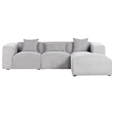 DOLVA 3-seater corner sofa Velour Light Grey Left [3]