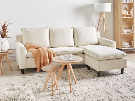 Canapea de colț - 3-seater corner sofa ELVENES Light beige Left