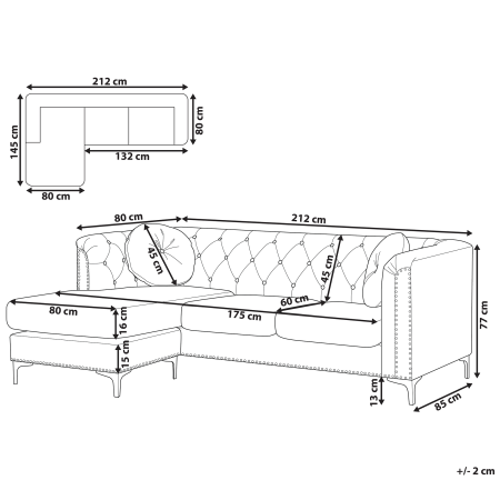 3-seater corner sofa FLEN Velvet Grey Right [2]