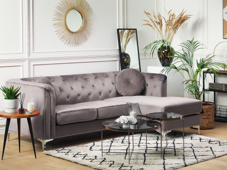 Canapea de colț - 3-seater corner sofa FLEN Velvet Grey Left