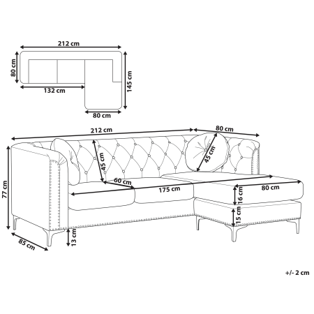 3-seater corner sofa FLEN Velvet Grey Left [2]