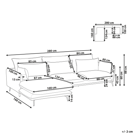 GALLO 3-seater corner sofa Suede Light brown Right [2]