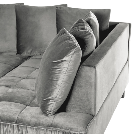 Colțar cu 3 locuri GRENA Catifea Gri deschis Stânga [5]