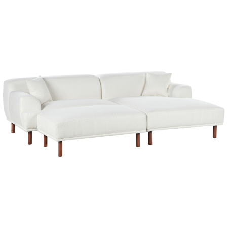 Colțar cu 3 locuri HOLT Boucle Alb cu otoman Stânga [5]