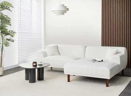 Canapea de colț - 3-seater corner sofa HOLT Boucle White Left