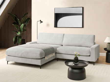 Canapea de colț - Corner sofa 3-seater MALOY Chenille Light grey Right