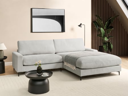 Canapea de colț - 3-seater corner sofa MALOY Chenille Light grey Left