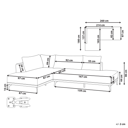 3-seater corner sofa MYKEN Off-white Right [2]