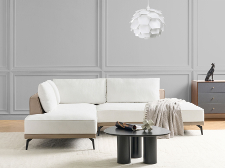 Canapele - Colțar cu 3 locuri MYKEN  Alb-murdar Dreapta