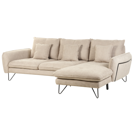 Corner sofa 3-seater SERSAN Chenille White Left [4]