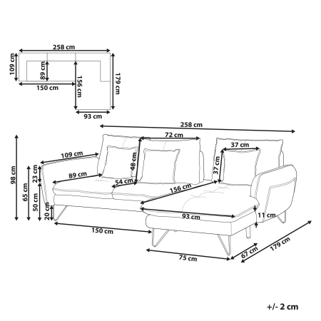 Corner sofa 3-seater SERSAN Chenille White Left [2]