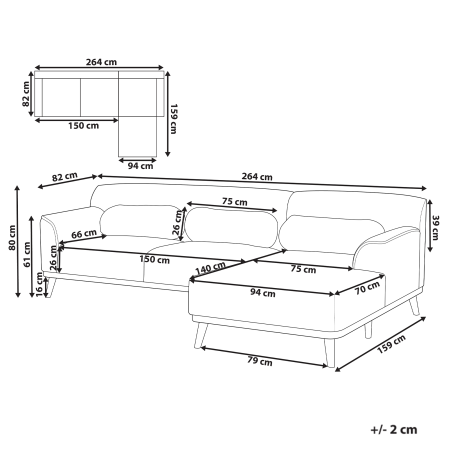 Colțar cu 3 locuri SIMOS Boucle Alb Stânga [2]